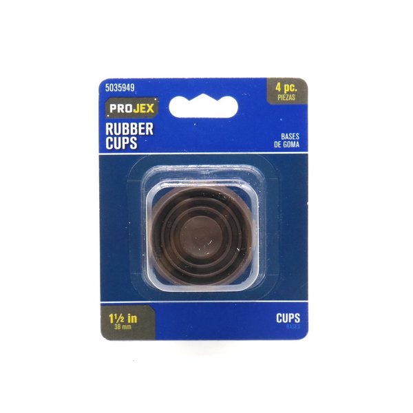 Projex Rubber Caster Cup Brown Round 1-1/2 in. W , 4PK P0016